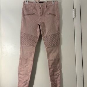 Design Lab Moto Skinny Jeans – Size 26 Blush Pink